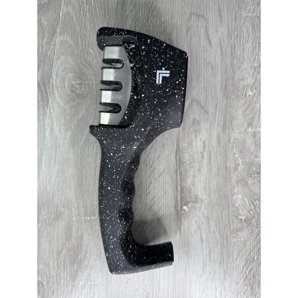 LIFETIME Brands 3-Stage Manual Knife Sharpener Black Speckled‎ Non-Slip Grip